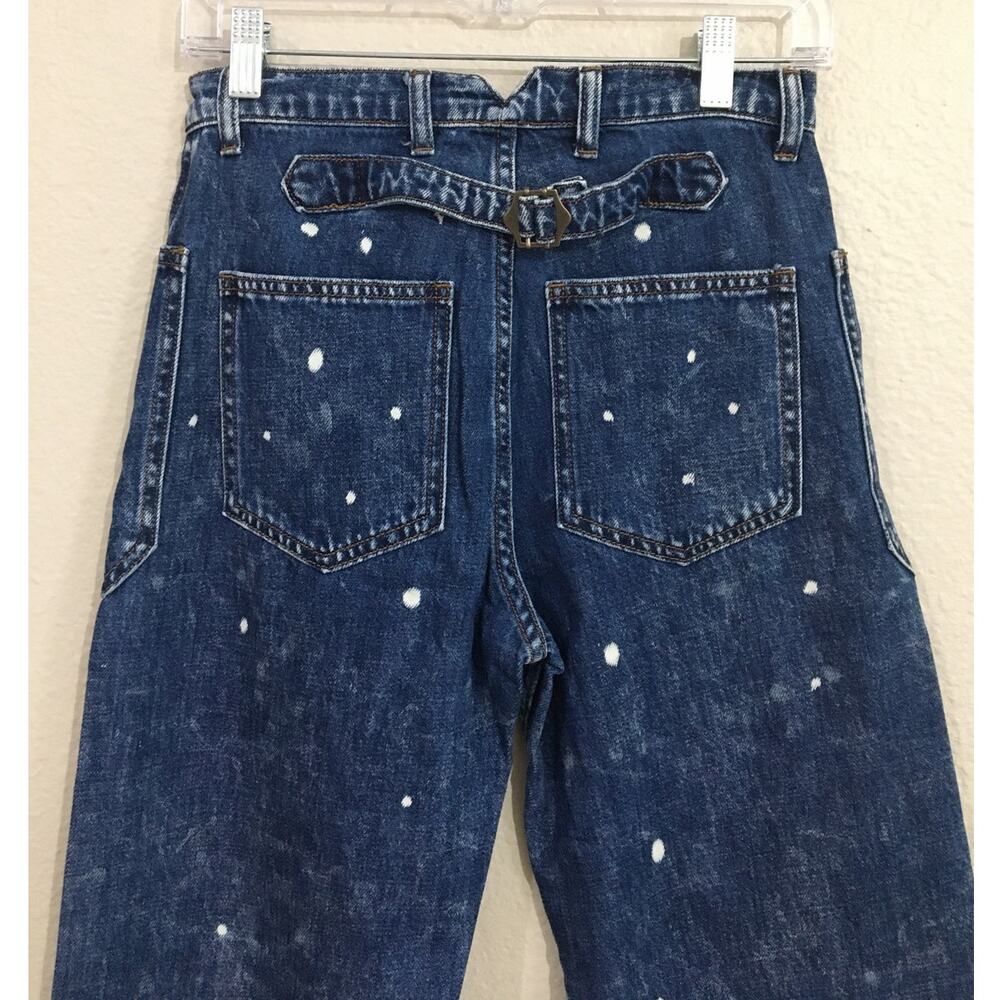 NWT Free People x Sandrine Rose Bleached Polka Dot Straight Leg Jeans Size 26 - Picture 7 of 9